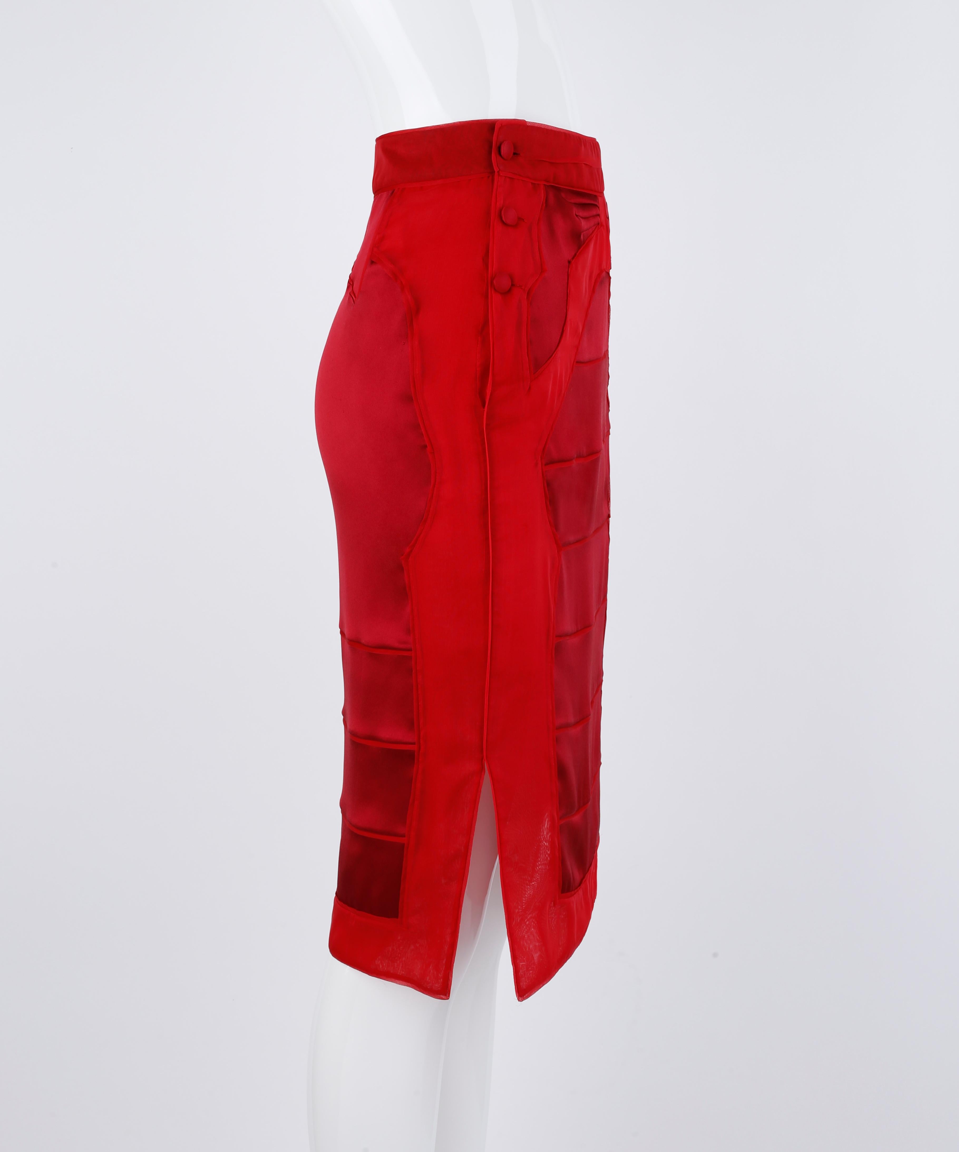 Yves Saint Laurent Tom Ford - Ensemble veste et jupe de soirée en soie rouge marron, automne-hiver 2004 en vente 6