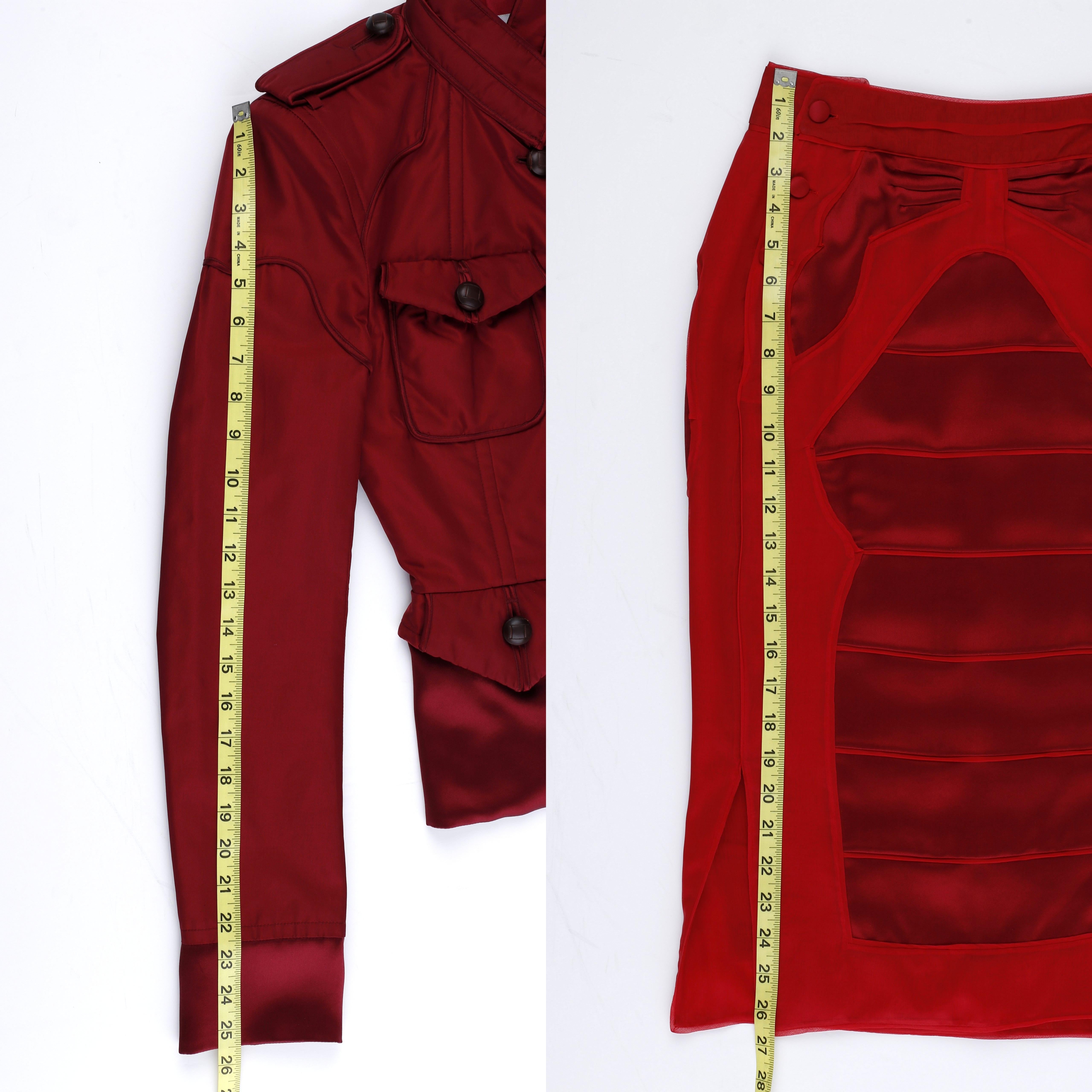 Yves Saint Laurent Tom Ford - Ensemble veste et jupe de soirée en soie rouge marron, automne-hiver 2004 en vente 10