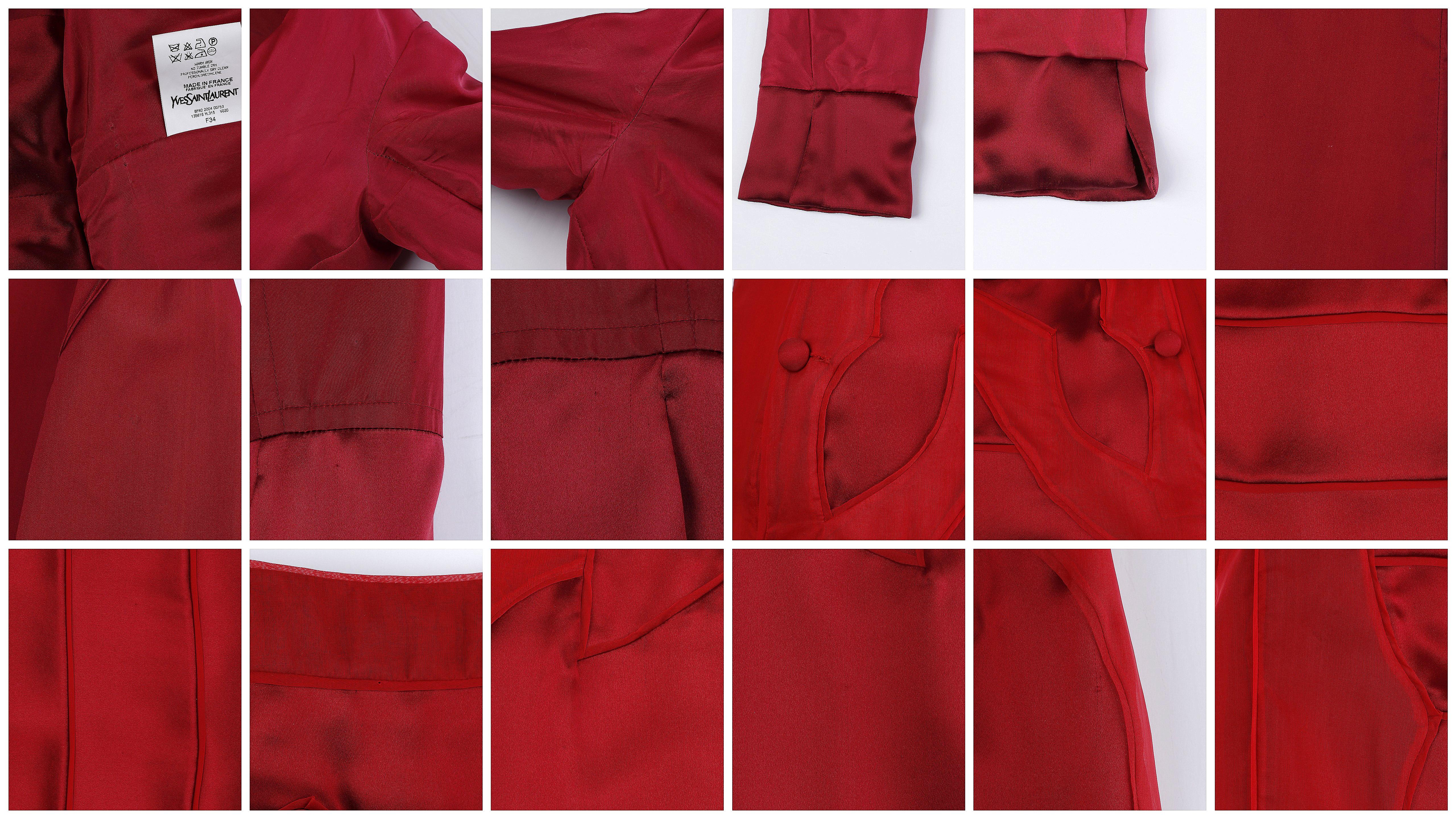 Yves Saint Laurent Tom Ford - Ensemble veste et jupe de soirée en soie rouge marron, automne-hiver 2004 en vente 14