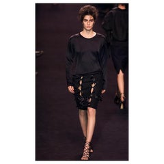 Yves Saint Laurent Tom Ford Fall 2002 Black Silk Bow Panelled Skirt