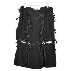 Yves Saint Laurent Tom Ford Fall 2002 Black Silk Bow Panelled Skirt