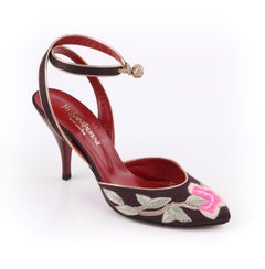 YVES SAINT LAURENT Tom Ford Fall 2004 “Opium” Lotus Floral Embroidered Heels 39