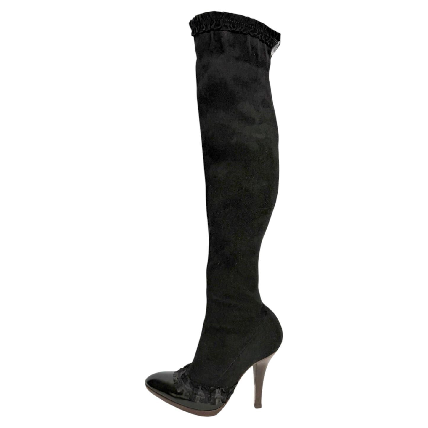 Yves Saint Laurent Tom Ford FW 2002 Runway Thigh High Suede Boots 36.5