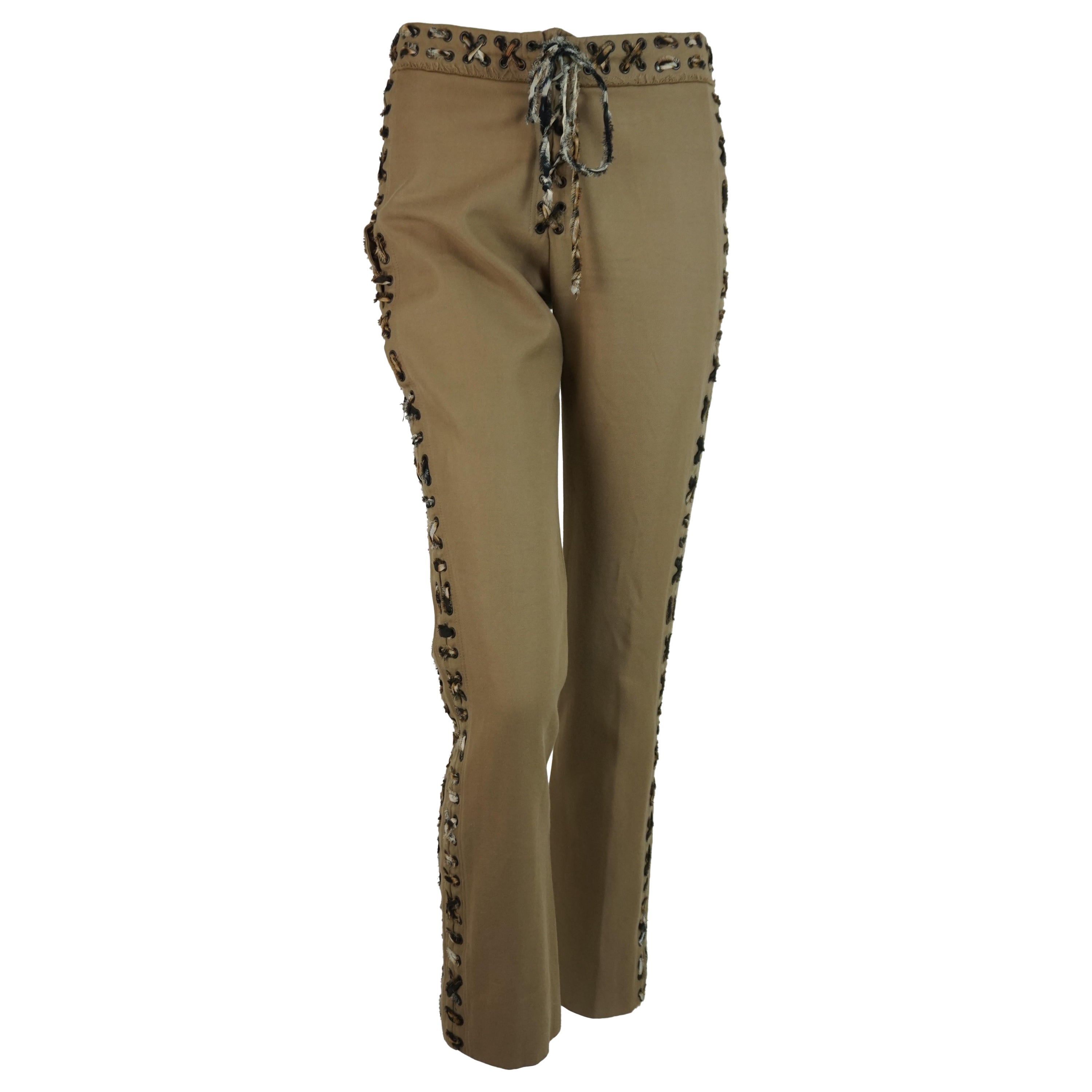 Yves Saint Laurent - Pantalon en dentelle léopard kaki Tom Ford