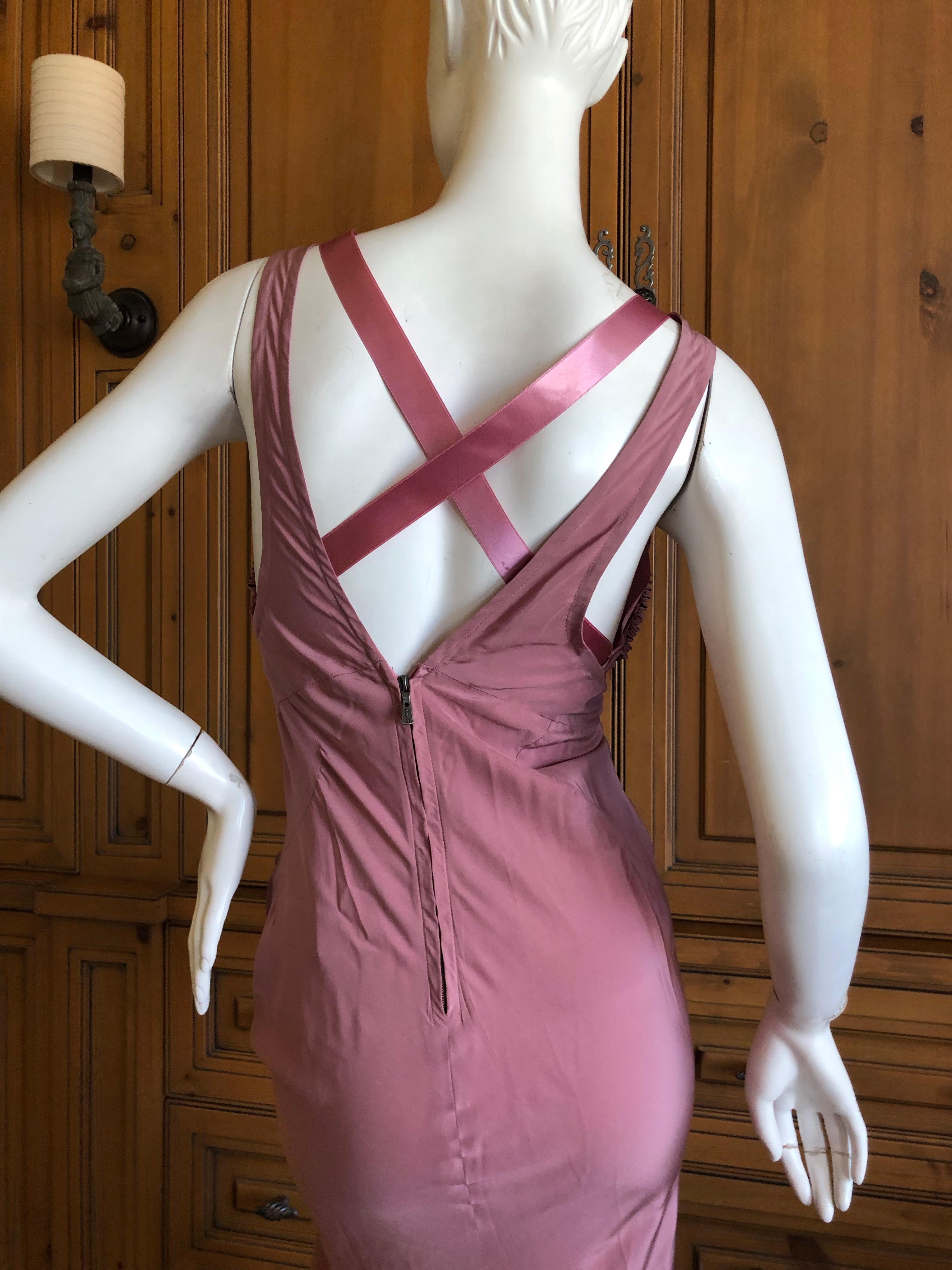 Yves Saint Laurent Tom Ford Mauve Pink Racer Back Evening Dress In Excellent Condition For Sale In Cloverdale, CA