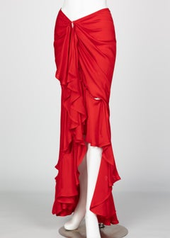 Yves Saint Laurent Tom Ford Red Silk Flamenco Skirt YSL, Runway 2003