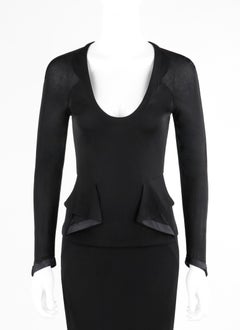 YVES SAINT LAURENT Tom Ford S/S 2003 2 Pc Black Top Skirt Dress Set YSL