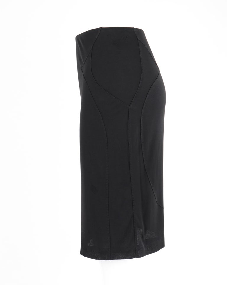 YVES SAINT LAURENT Tom Ford S/S 2003 2 Pc Black Top Skirt Dress Set YSL For Sale 5