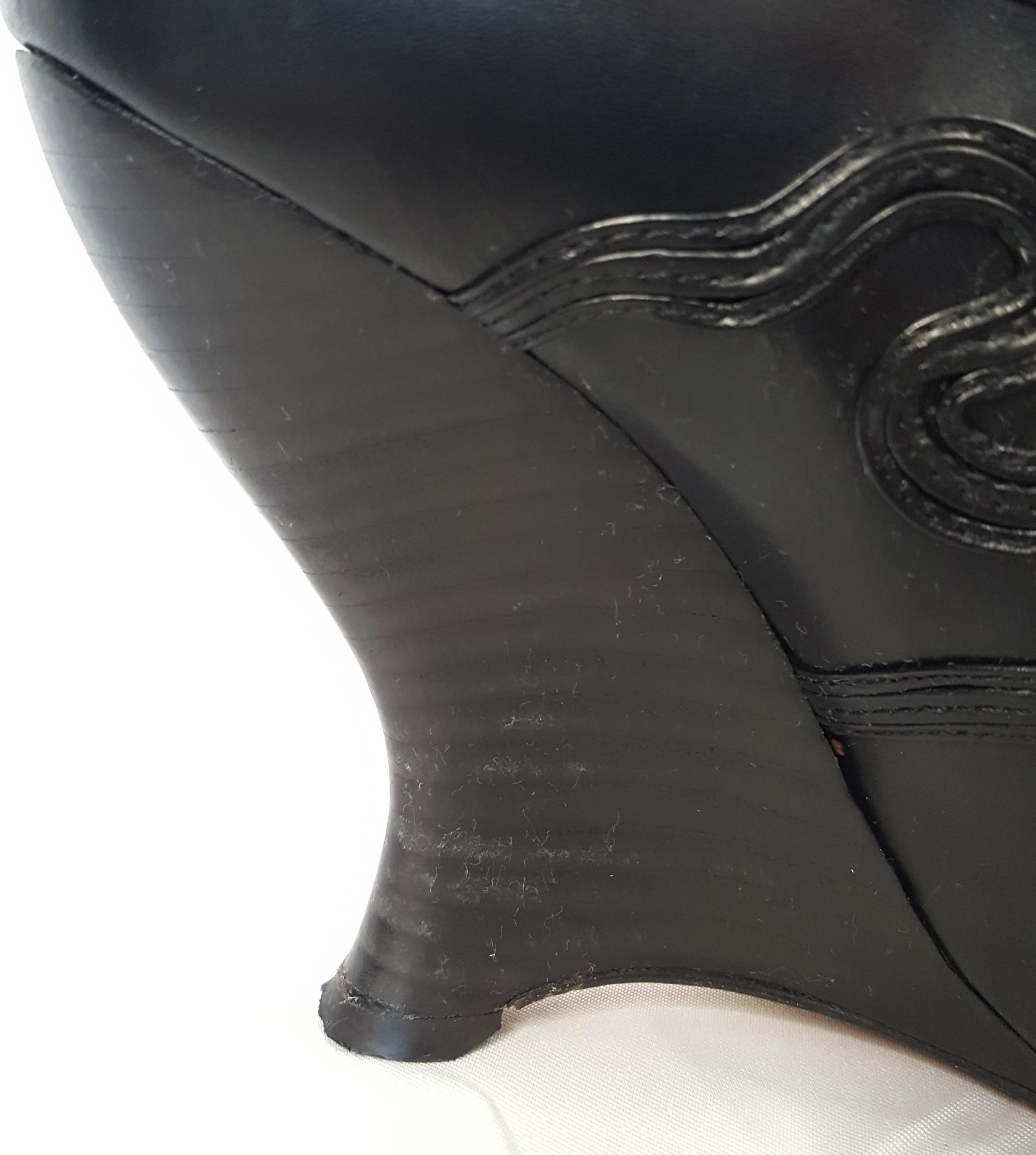 YvesSaintLaurent TomFord Finale Sculptural LotusHeel&Applique Black Ankle Boots 2