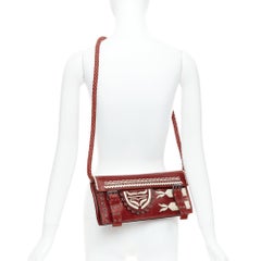 YVES SAINT LAURENT Tom Ford Vintage red calfskin woven applique shoulder bag