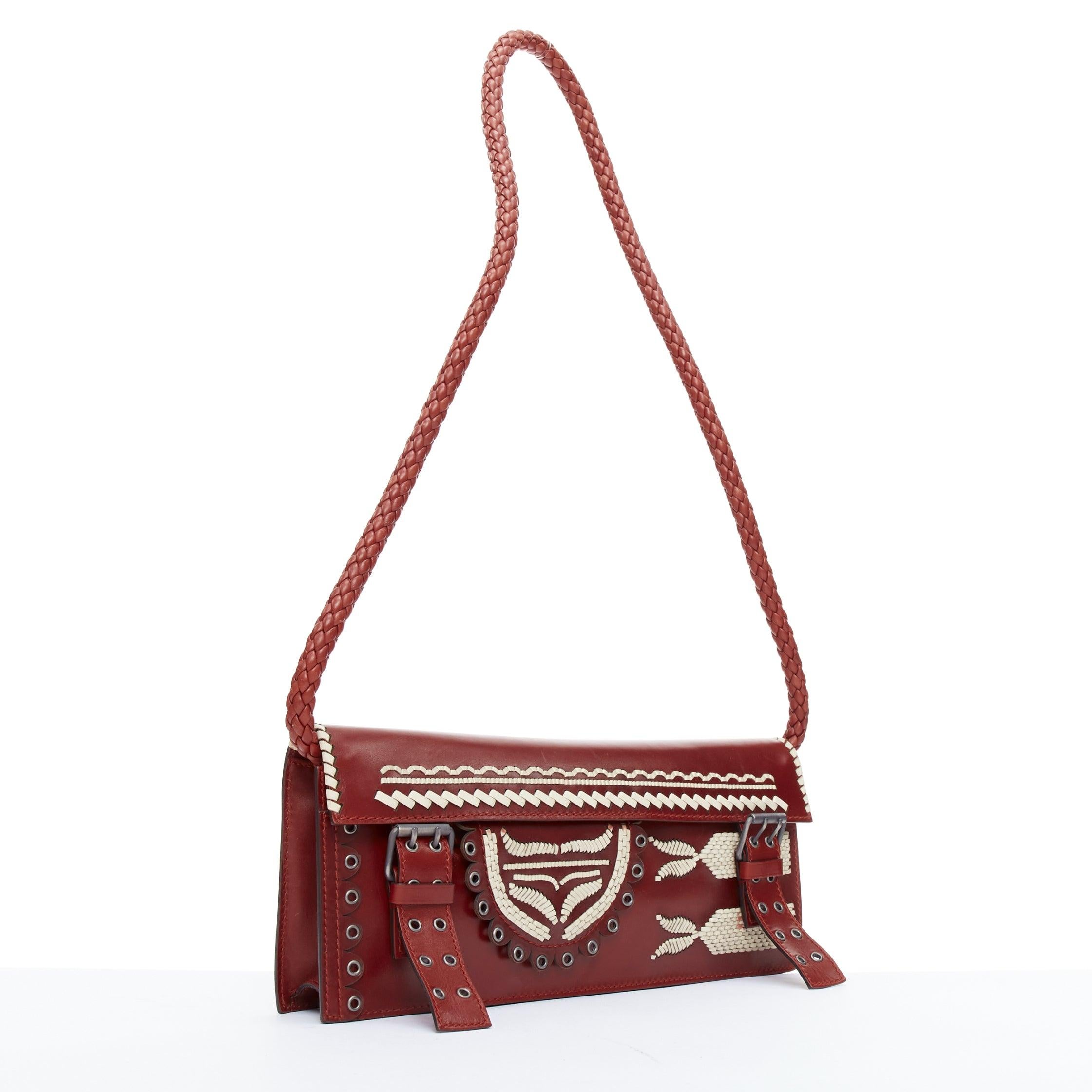 Women's YVES SAINT LAURENT Tom Ford Vintage red calfskin woven applique shoulder bag