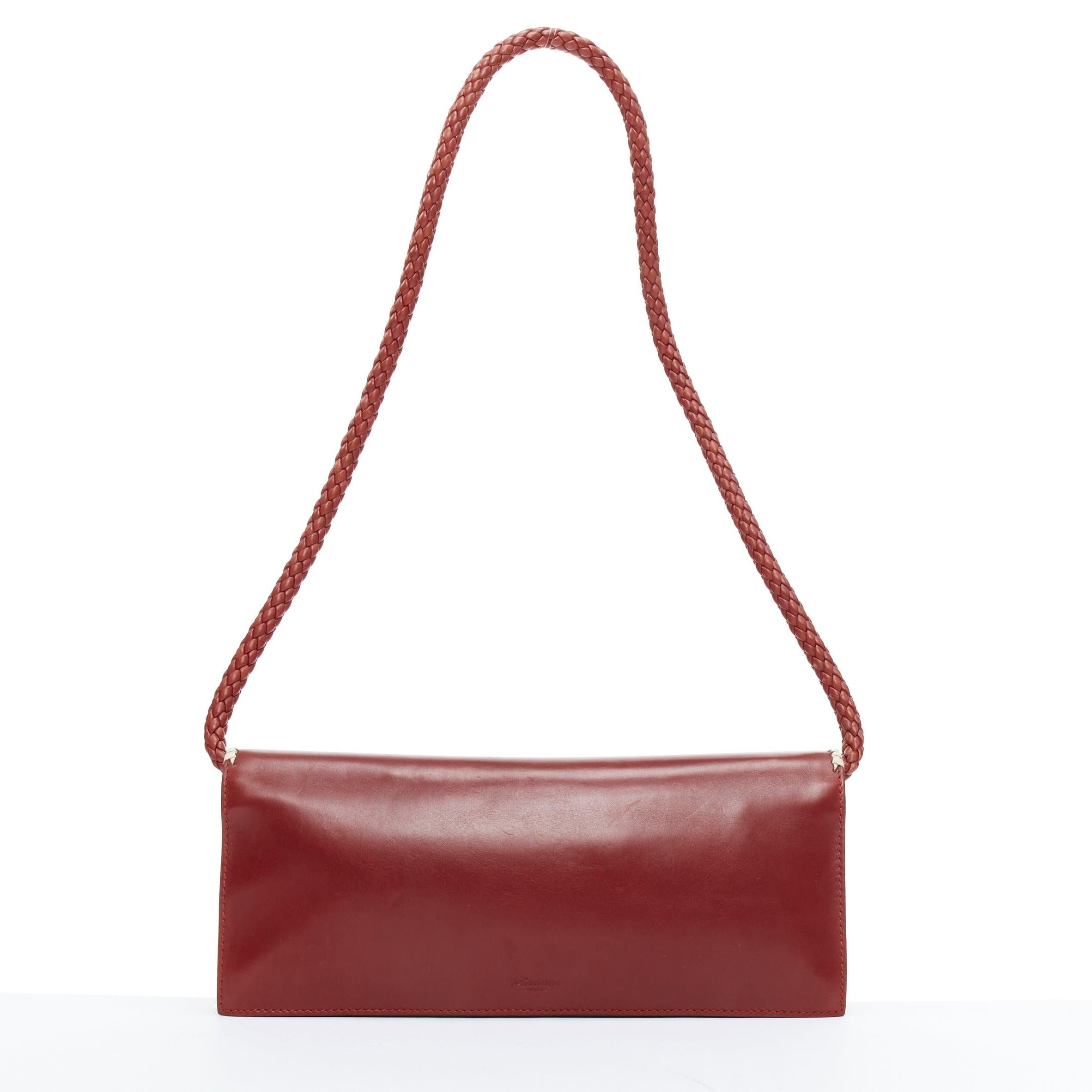 YVES SAINT LAURENT Tom Ford Vintage red calfskin woven applique shoulder bag 2