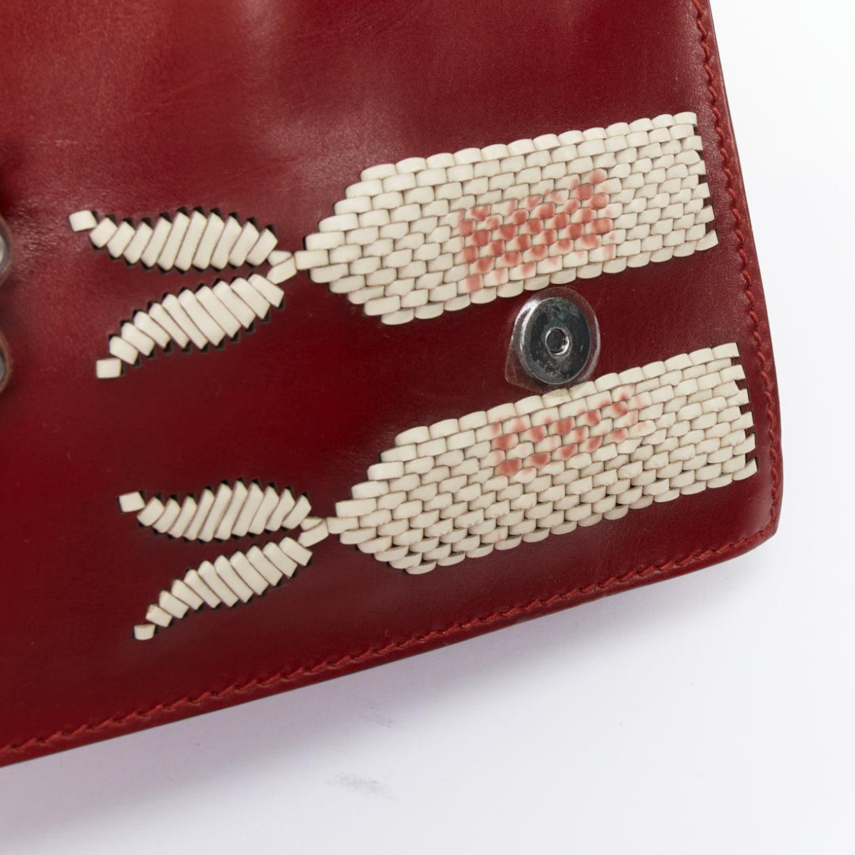 YVES SAINT LAURENT Tom Ford Vintage red calfskin woven applique shoulder bag 6