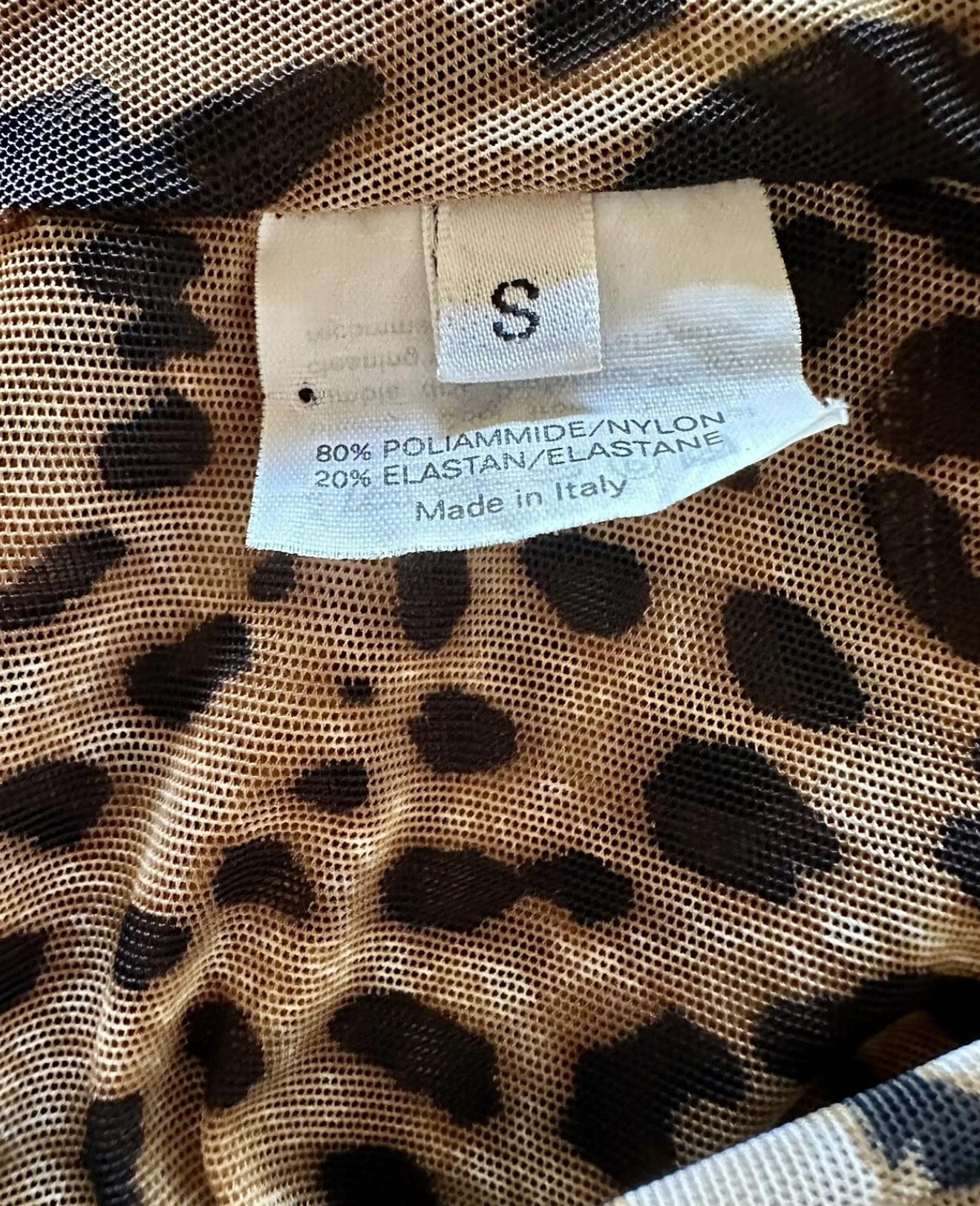 YVES SAINT LAURENT/TOM FORD, Body vintage dos nu en maille léopard, printemps-été 2002 en vente 1