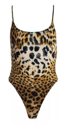 YVES SAINT LAURENT/TOM FORD Vintage S/S 2002 Leopard Backless Mesh Bodysuit Top