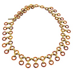 Vintage Yves Saint Laurent Tortoise Lucite and Brass Necklace or Belt