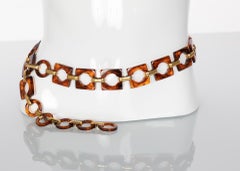 Yves Saint Laurent Tortoise Lucite Belt Necklace YSL, 1970s