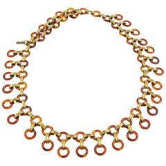 Yves Saint Laurent Tortoise Lucite Brass Necklace or Belt