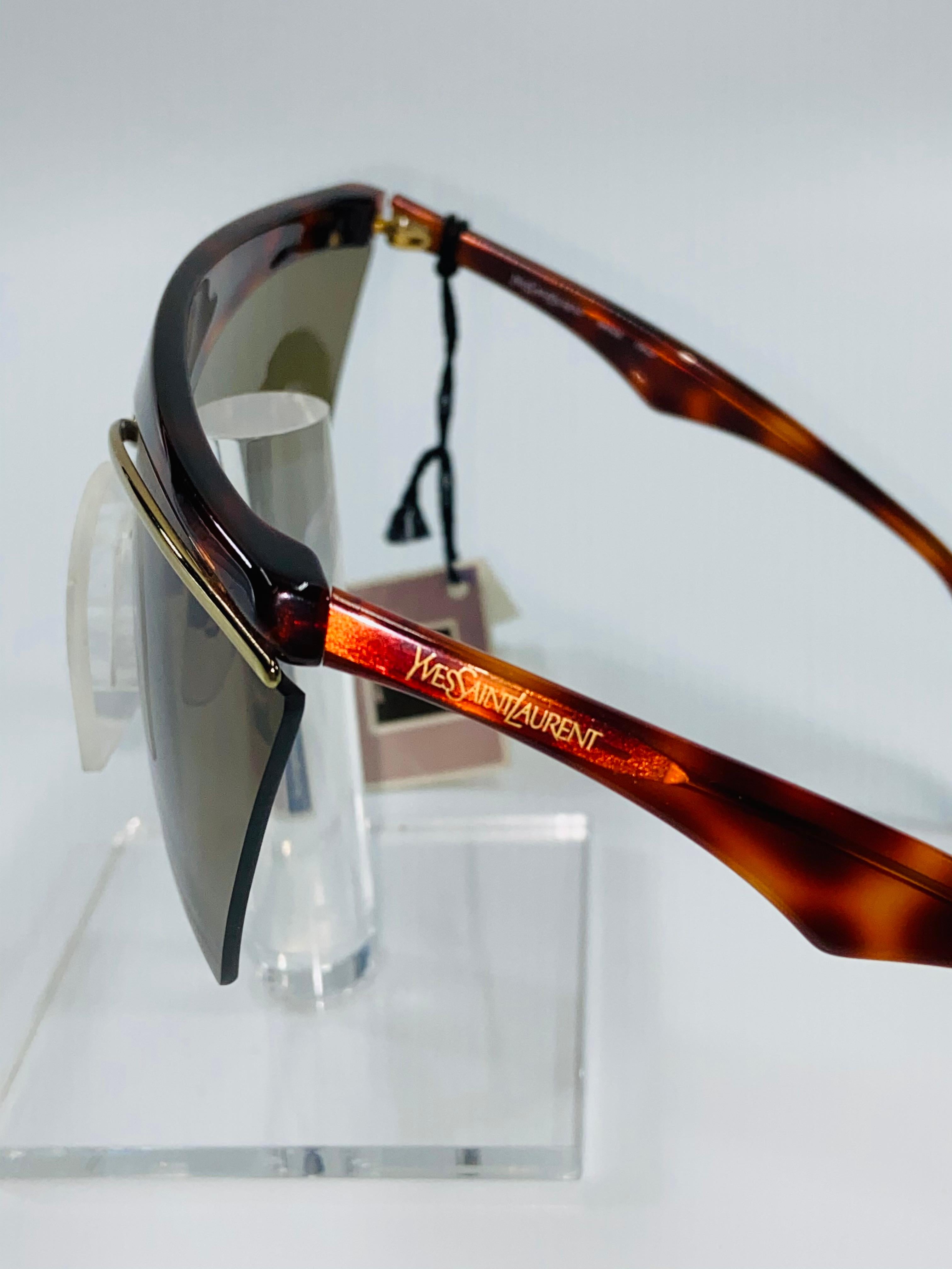 Brown Yves Saint Laurent Tortoise Shell Vintage Sunglasses