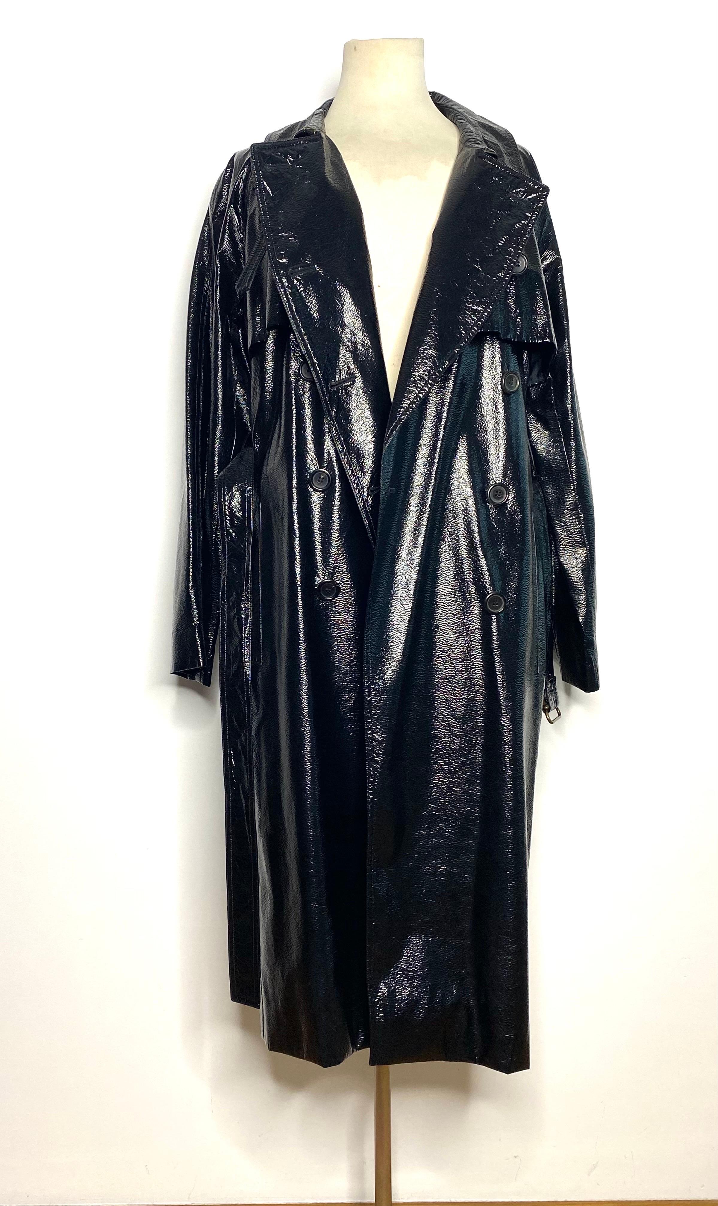 Yves saint laurent trench coat circa 1990 black patent 1