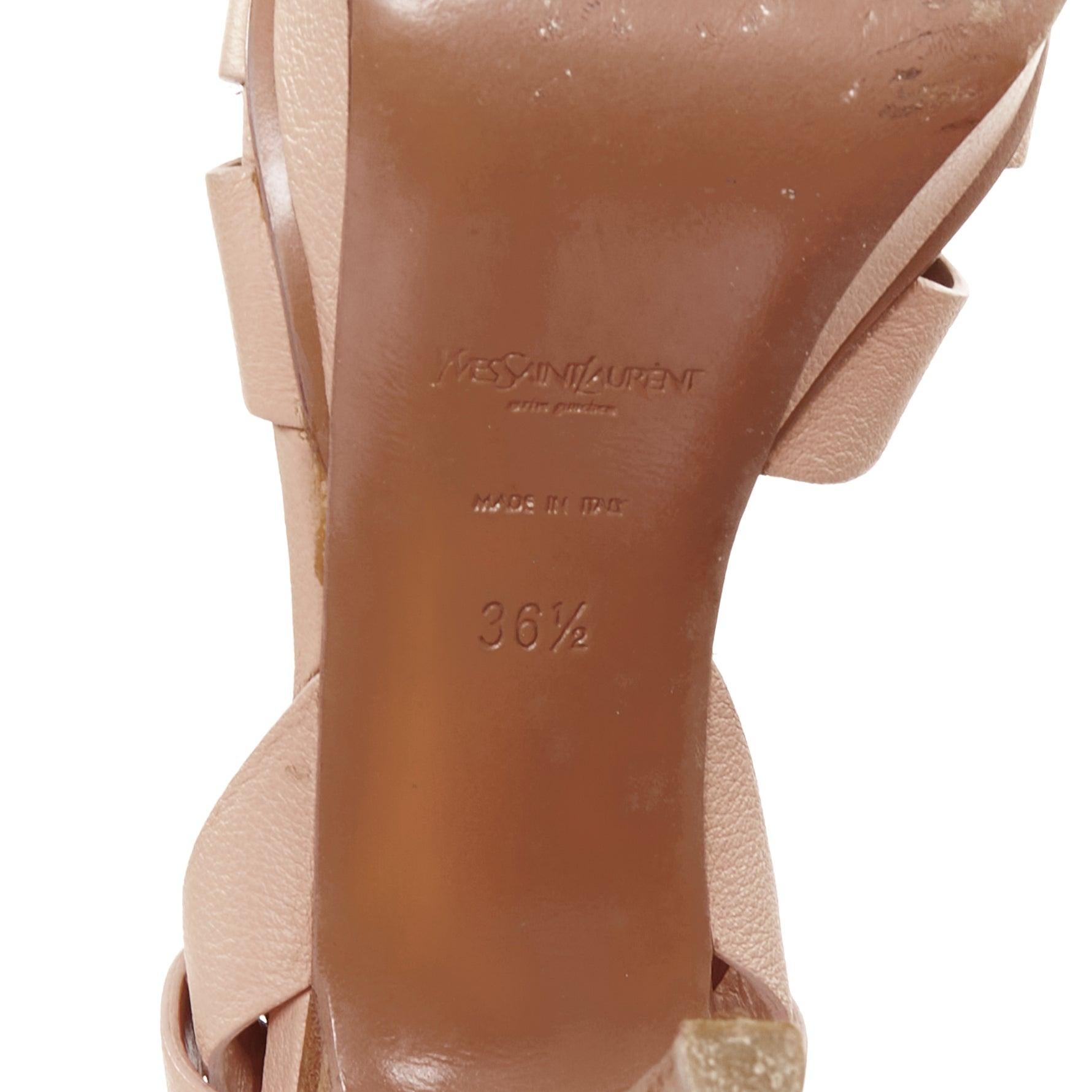Yves Saint Laurent Tribute 105 sandales à plateforme en cuir nude EU36.5 en vente 5