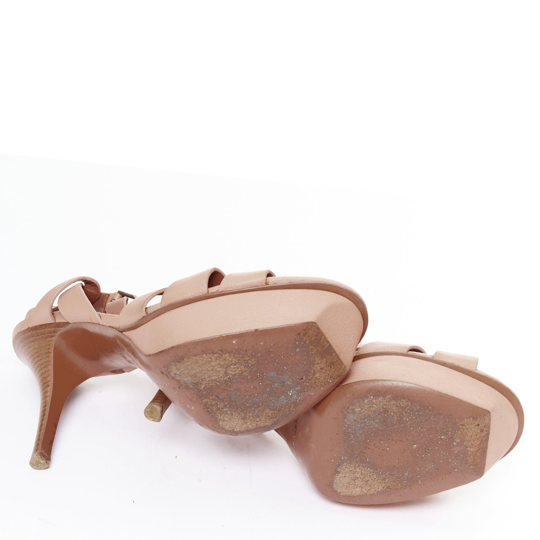 Yves Saint Laurent Tribute 105 sandales à plateforme en cuir nude EU36.5 en vente 6