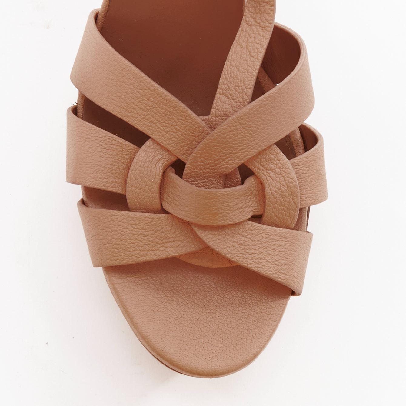 Yves Saint Laurent Tribute 105 sandales à plateforme en cuir nude EU36.5 en vente 1