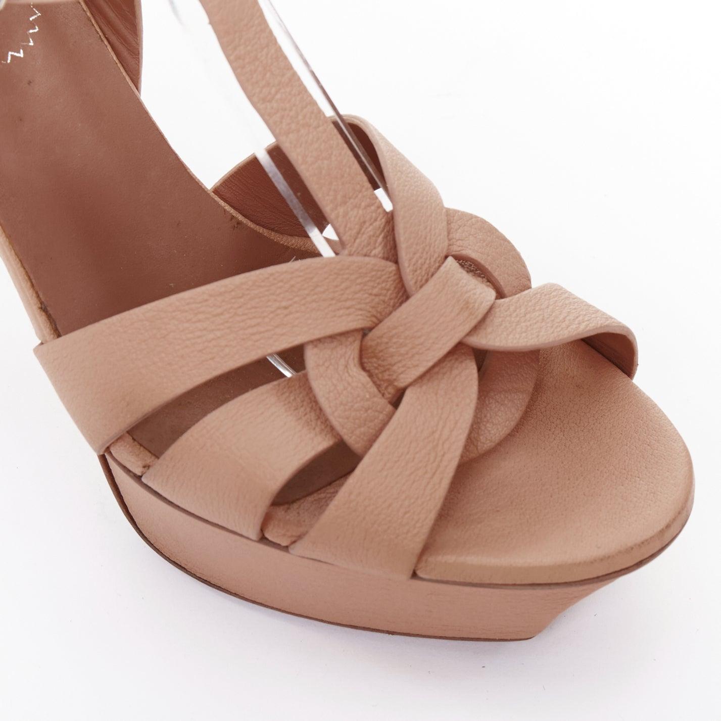 Yves Saint Laurent Tribute 105 sandales à plateforme en cuir nude EU36.5 en vente 2