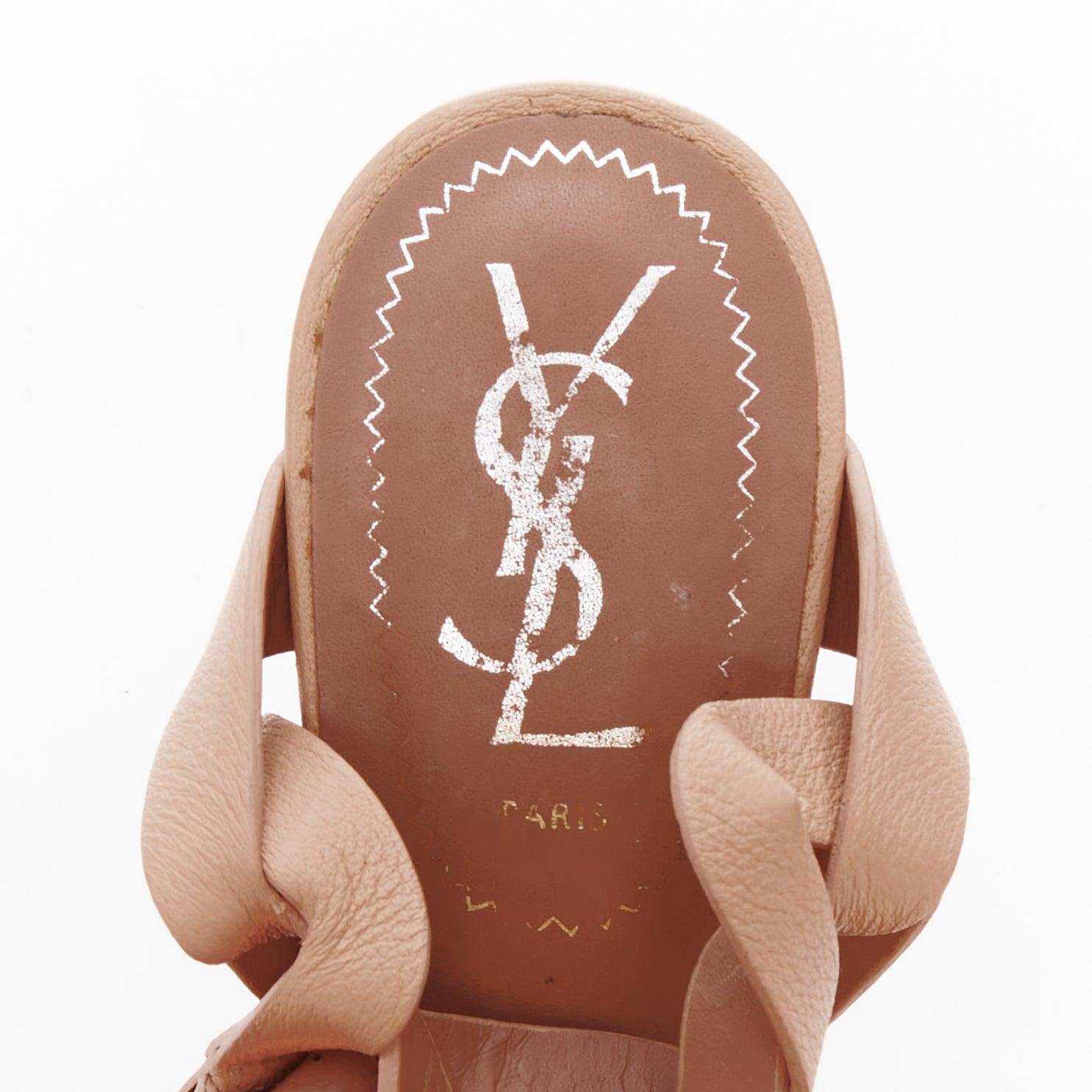 Yves Saint Laurent Tribute 105 sandales à plateforme en cuir nude EU36.5 en vente 4