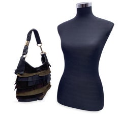 Yves Saint Laurent Tricolor geraffte St Tropez Hobo-Tasche aus Leder und Wildleder