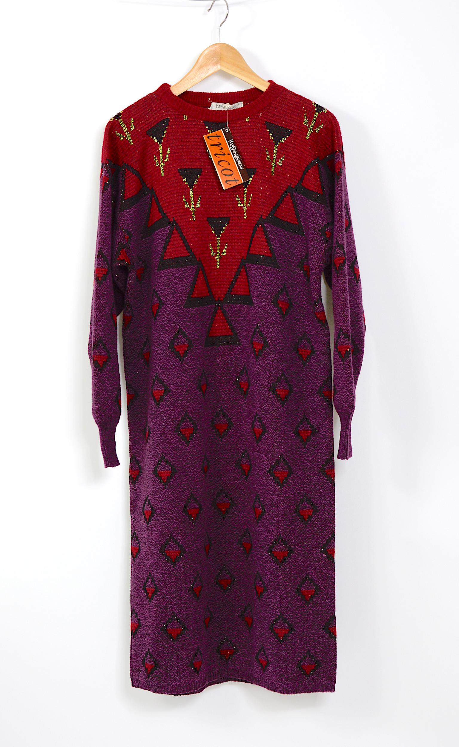 Women's or Men's Yves Saint Laurent tricot vintage 1970s wool mohair sweater dress For Sale