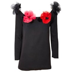 Vintage Yves Saint Laurent Tunic with Poppy Flower Embellishment