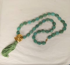 Yves Saint Laurent Turquoise Bead Gilt Nautilus Shell Necklace