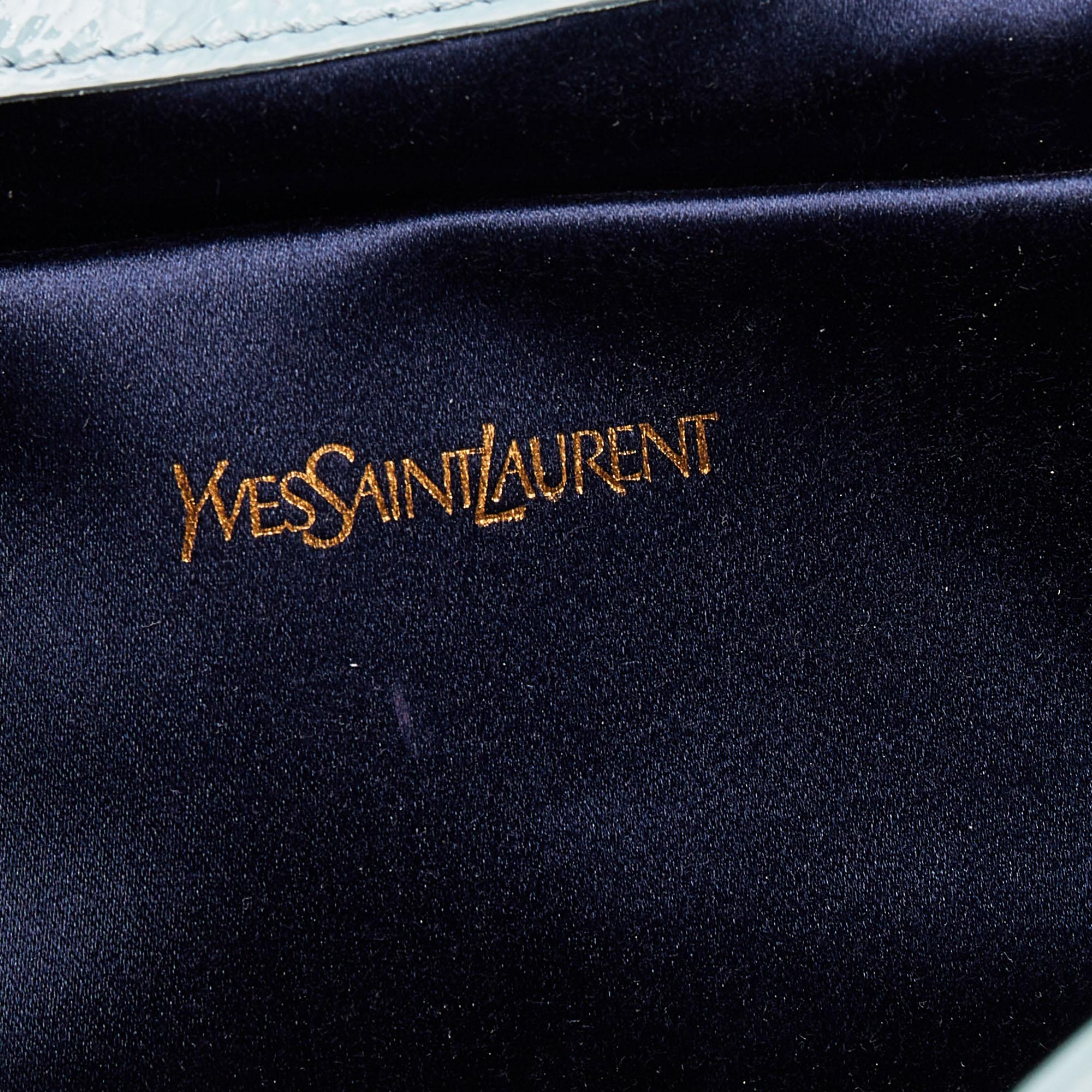 Yves Saint Laurent Turquoise Patent Leather Belle De Jour Flap Clutch 2