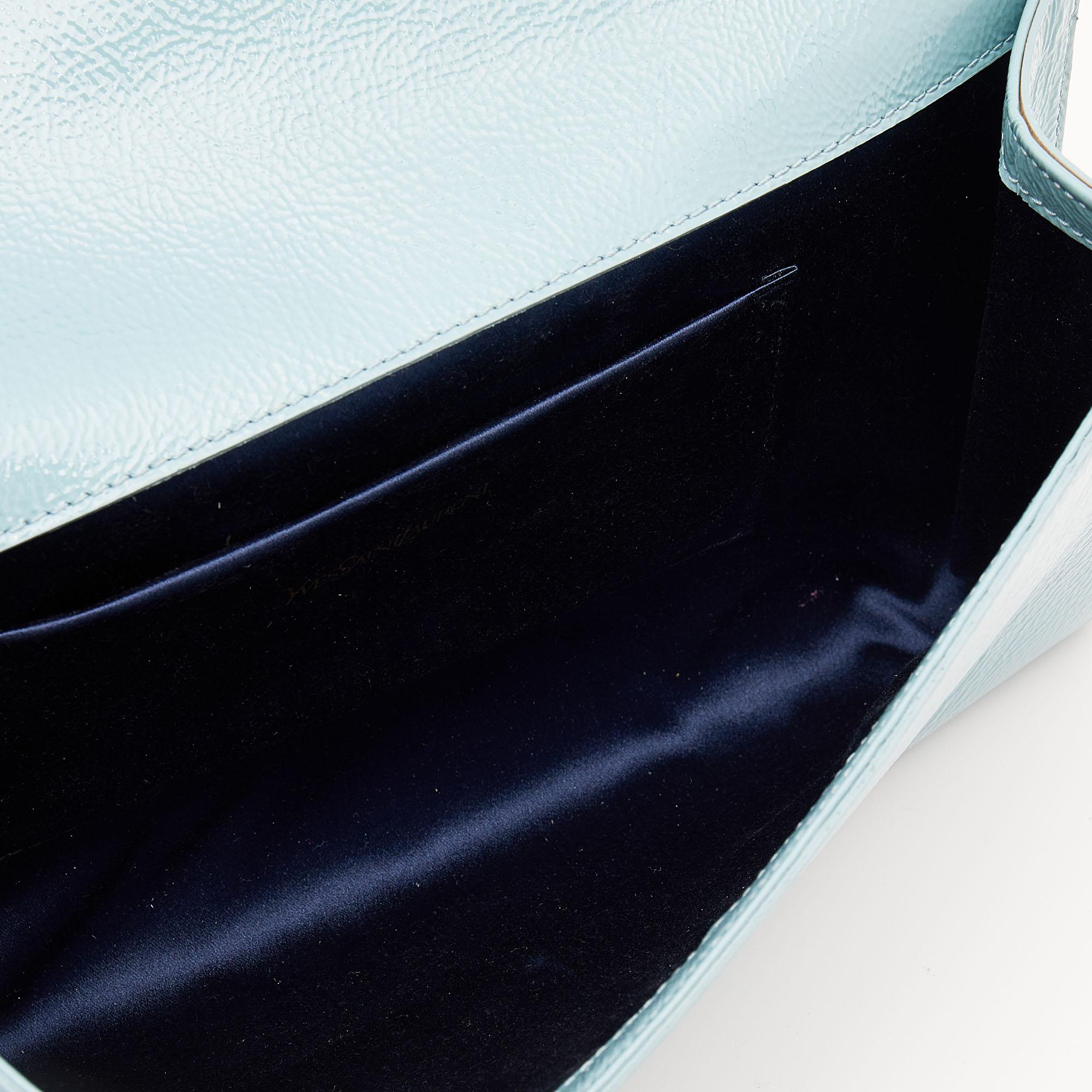 Yves Saint Laurent Turquoise Patent Leather Belle De Jour Flap Clutch 1