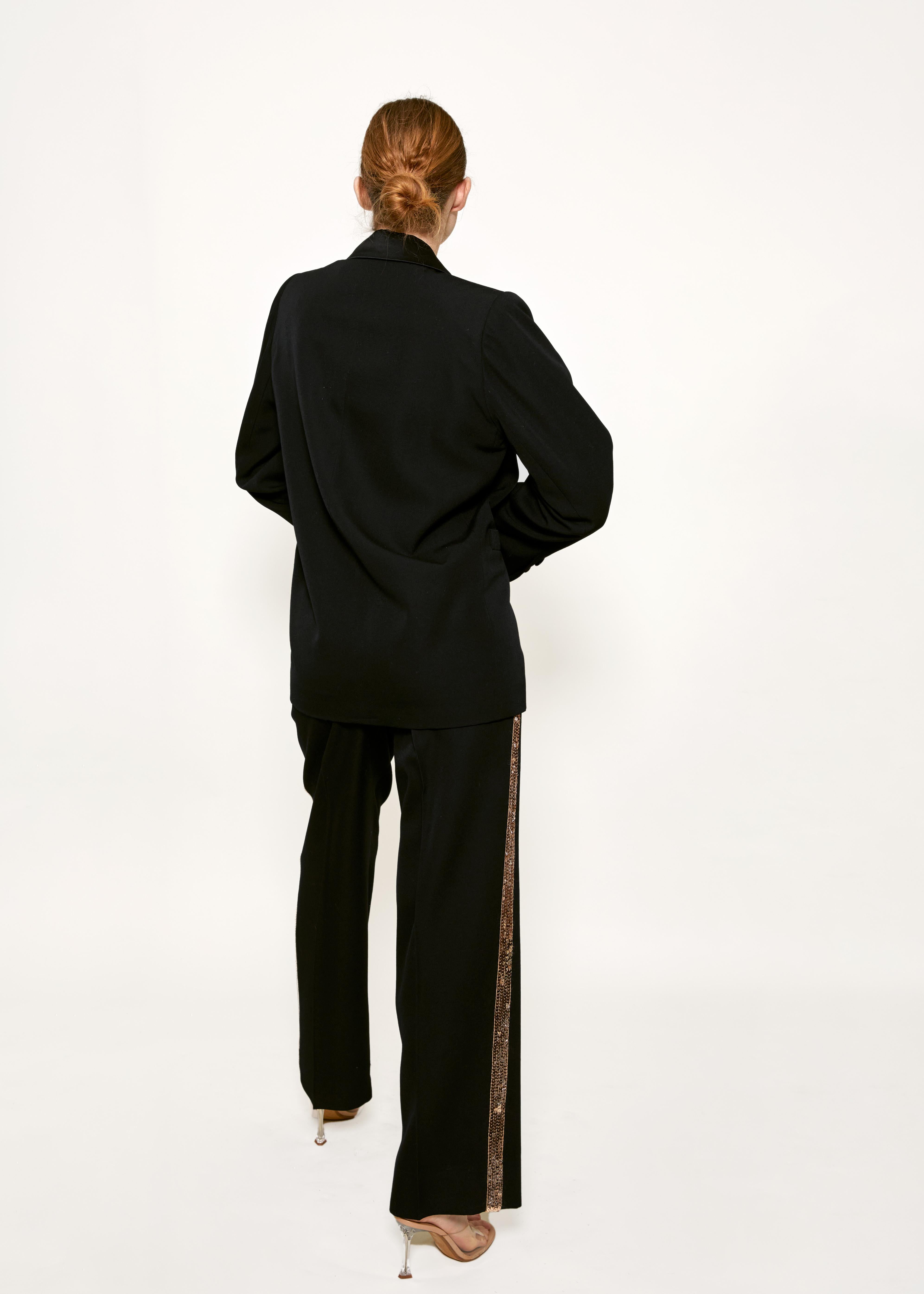 Yves Saint Laurent Tuxedo Blazer with Gold Sequin Tuxedo Stripe Pants 1