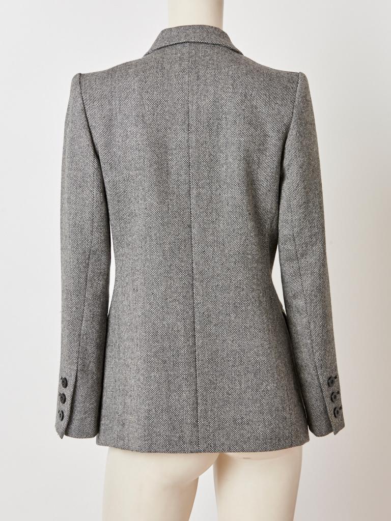 Yves Saint Laurent Tweed Double Breasted Blazer In Good Condition In New York, NY