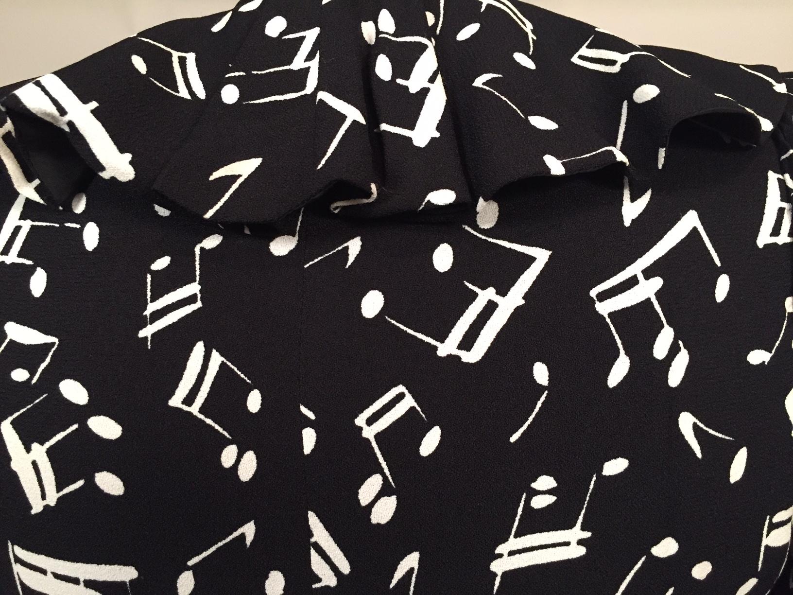 Yves Saint Laurent Two Piece Dress Music Notes Black and White Print 3