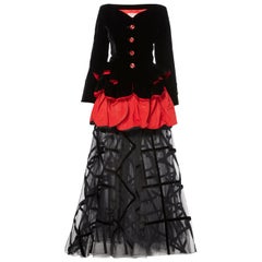 Vintage Yves Saint Laurent, two-piece flared skirt set, circa 1996