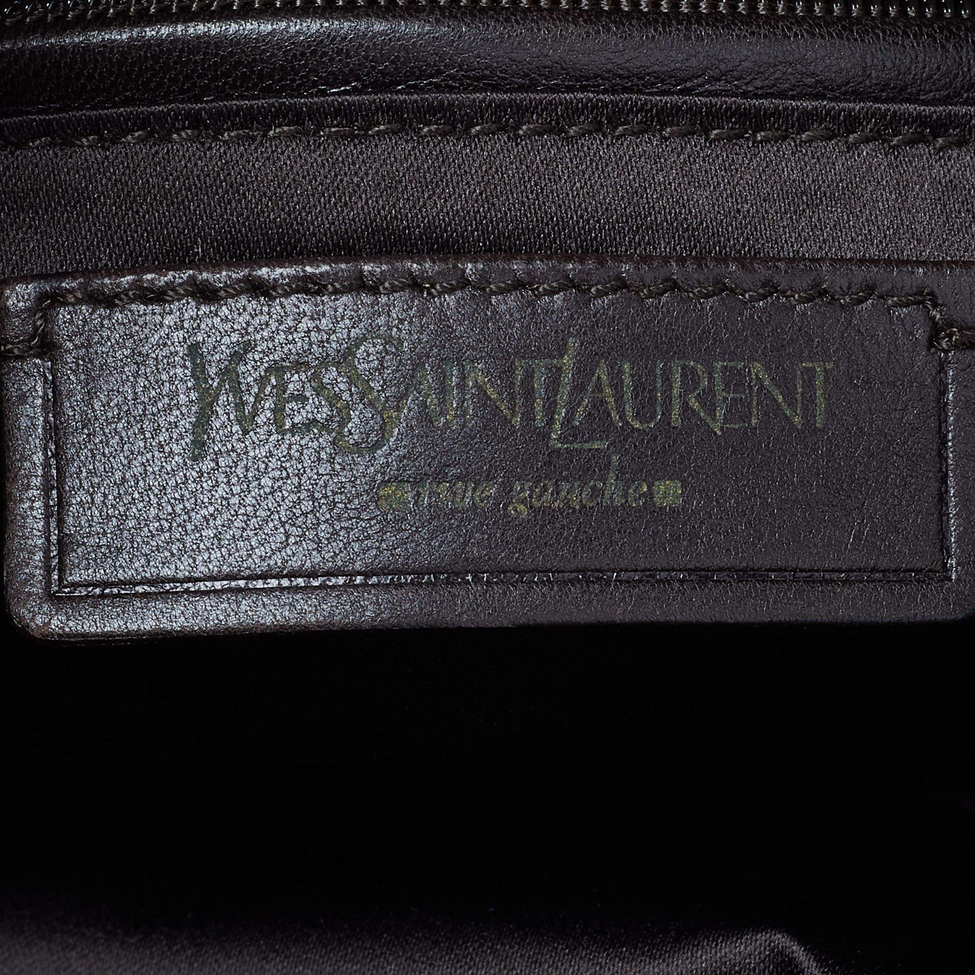 Yves Saint Laurent Two Tone Brown Suede and Leather Rive Gauche Shoulder Bag For Sale 1