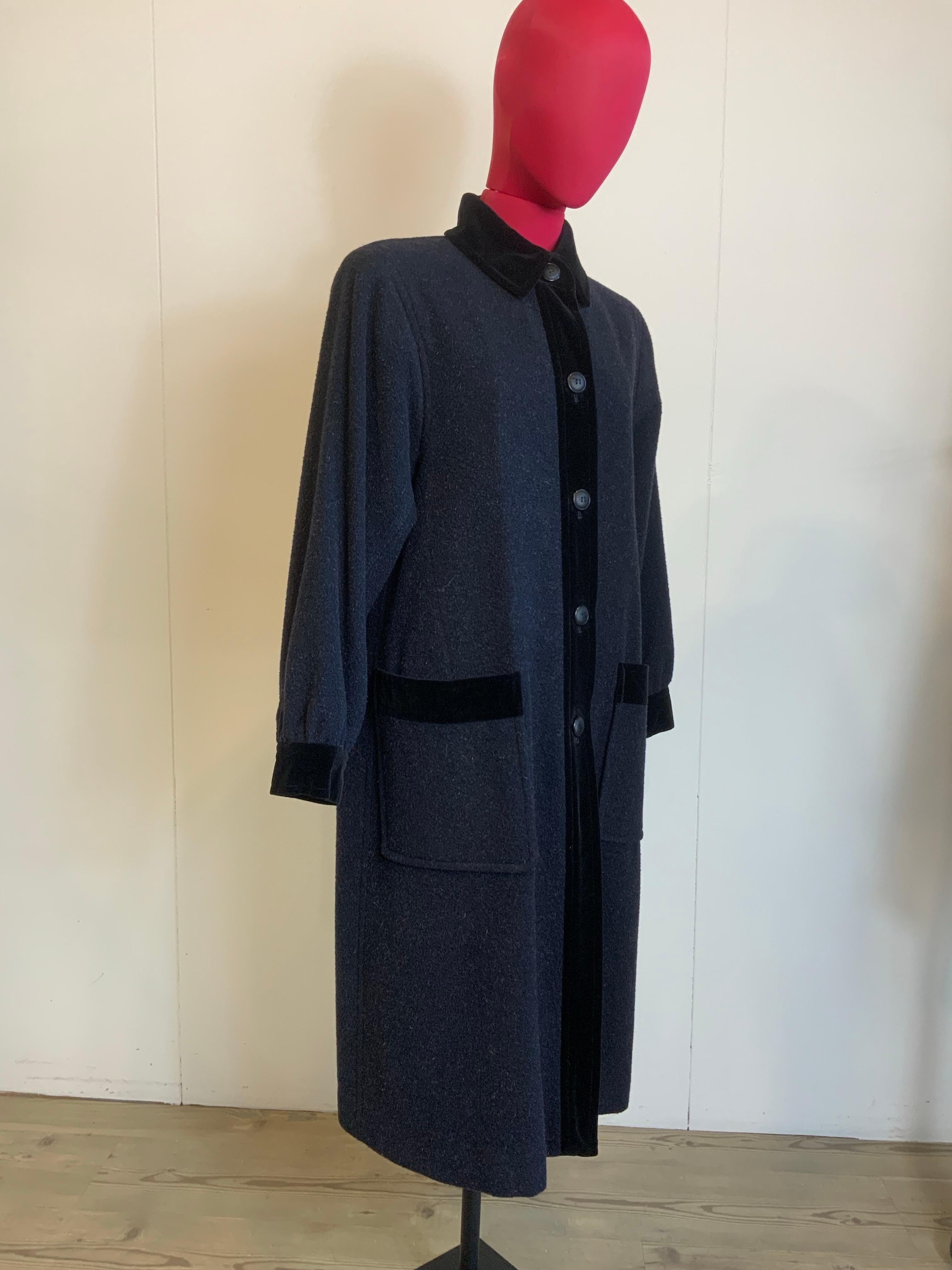 Black Yves Saint Laurent Variation blue Coat For Sale