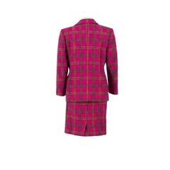 Yves Saint Laurent Variation Fuchsia Plaid Wool Skirt Suit - Fall/Winter97