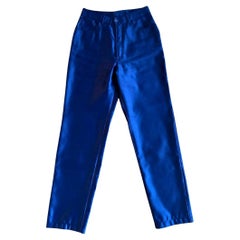 Yves Saint Laurent Variation Pantalon en satin bleu royal - Printemps/Été 1997
