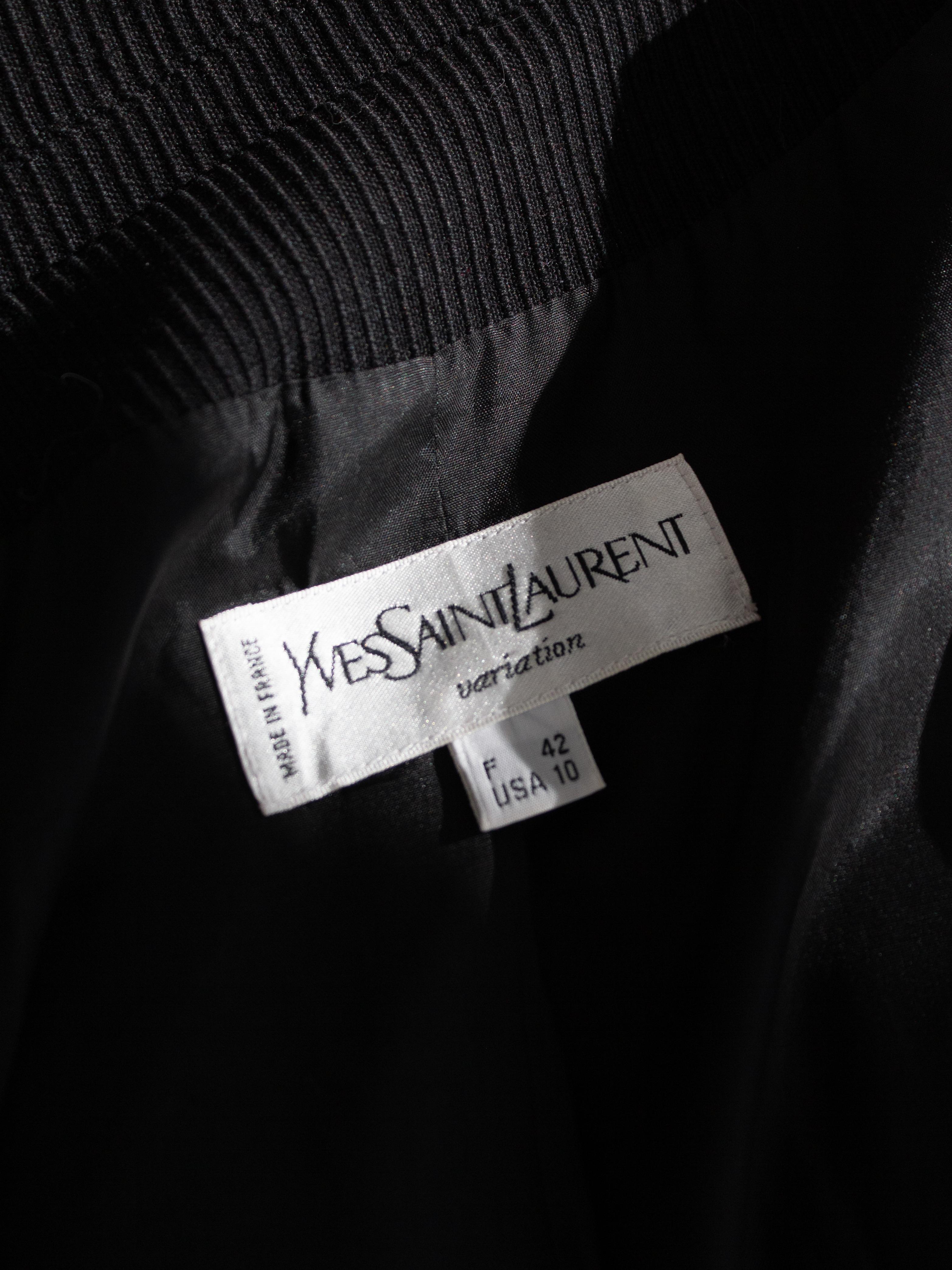 Yves Saint Laurent Variation Vintage S/S 1995 Black Gold Heart Jacket Skirt Suit 8