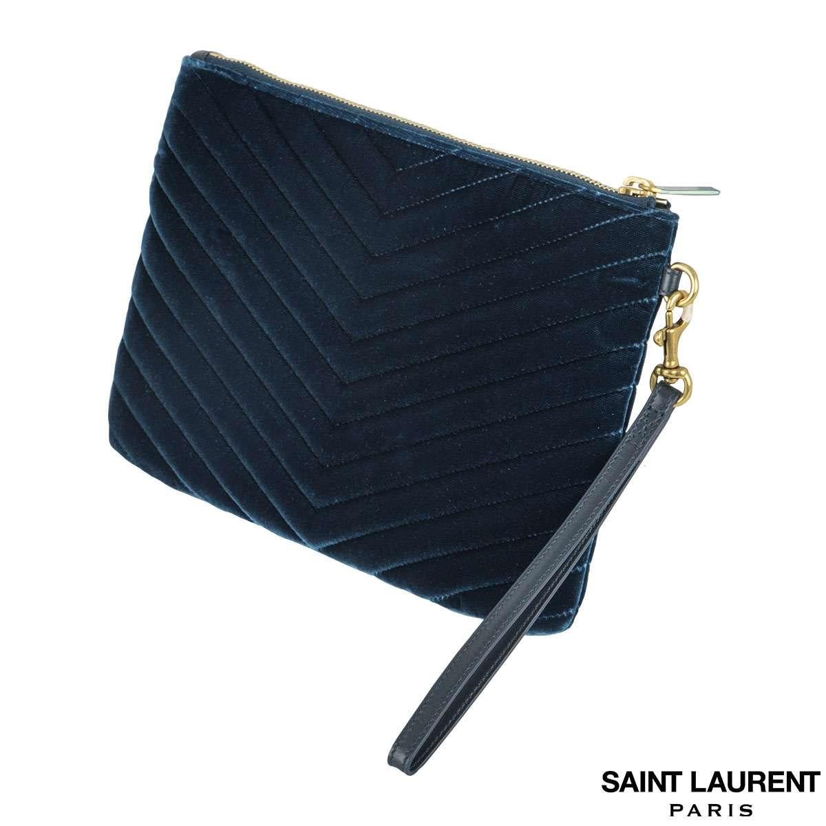 Yves Saint Laurent Velvet Chevron Clutch In New Condition For Sale In London, GB