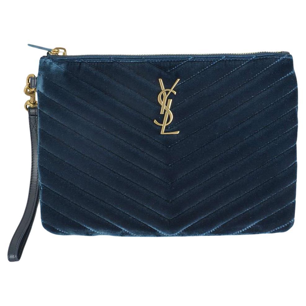 Yves Saint Laurent - Pochette en velours à chevrons