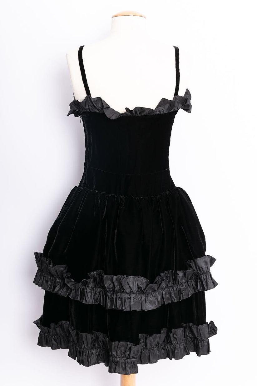 Black Yves Saint Laurent Velvet Dress, Size 36FR For Sale