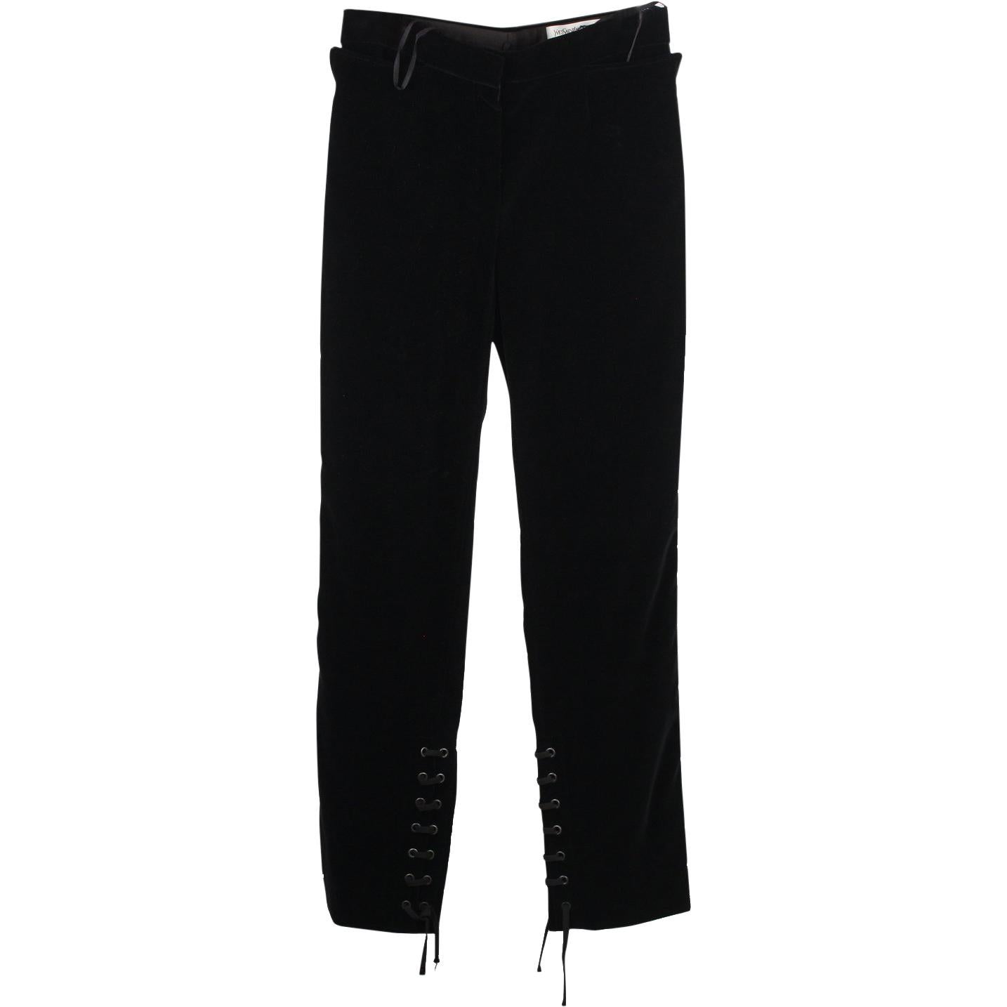 Yves Saint Laurent Velvet Pants Lace Up Detail Size 38