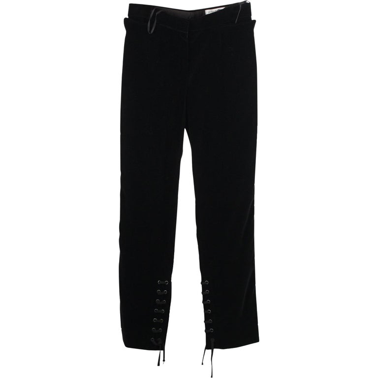 Yves Saint Laurent Velvet Pants Lace Up Detail Size 38 For Sale at 1stDibs