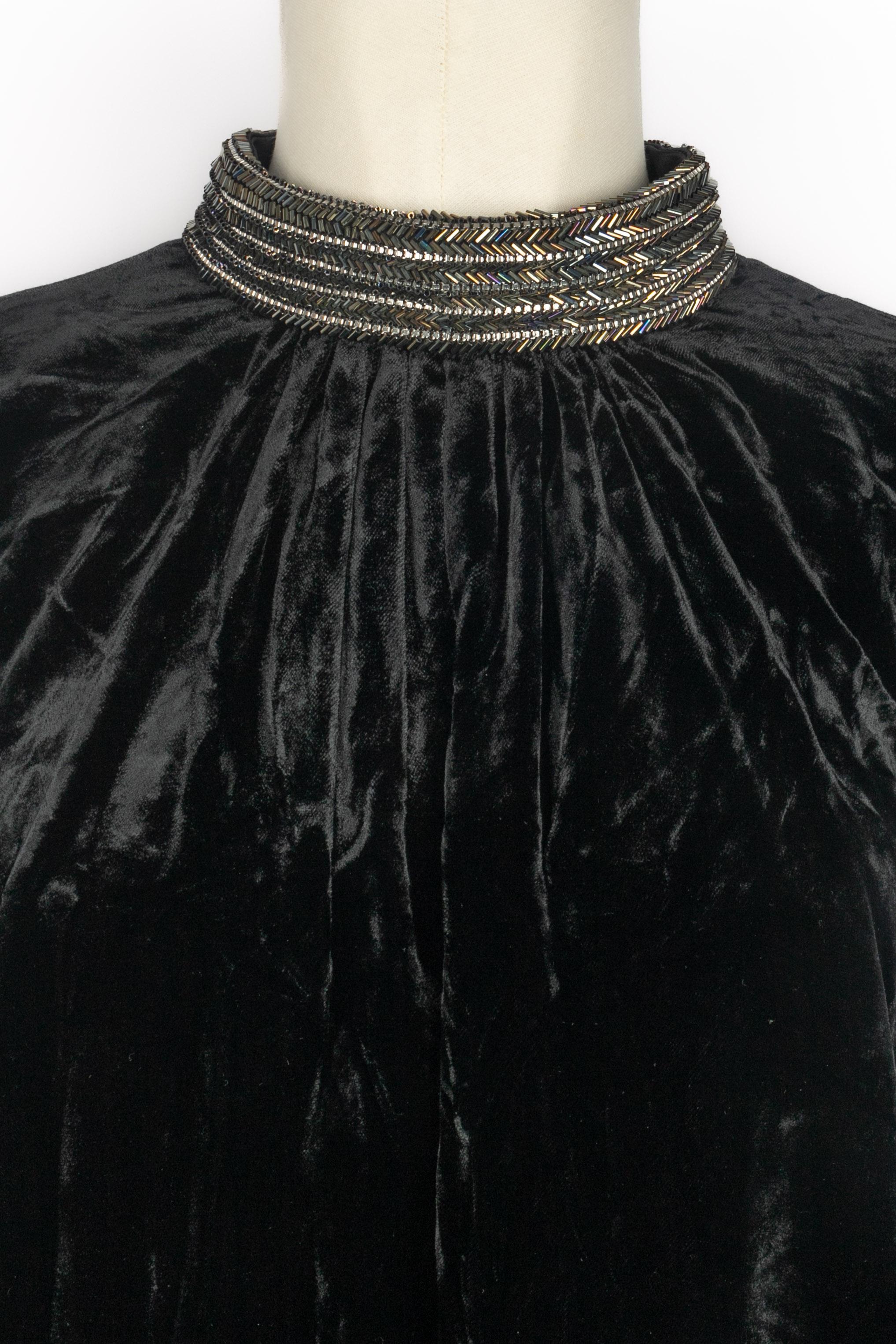Black Yves Saint Laurent velvet tunic dress For Sale